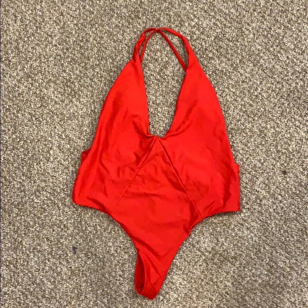 Red one piece swimsuit